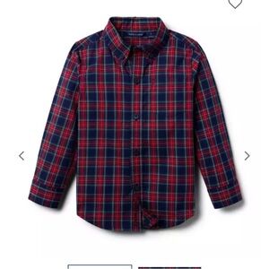 Janie and Jack Navy and Red Plaid Button Down Shirt